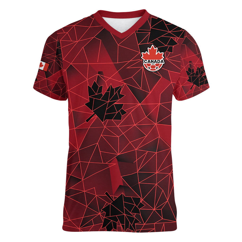 Custom Canada Soccer Women V Neck T Shirt Ladies Replica 2023 National Team - Wonder Print Shop