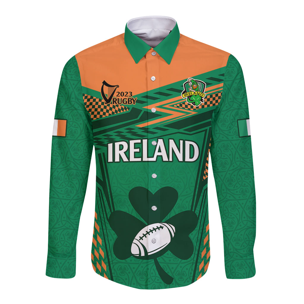 Ireland Rugby Long Sleeve Button Shirt 2023 World Cup Shamrock Sporty Style - Wonder Print Shop