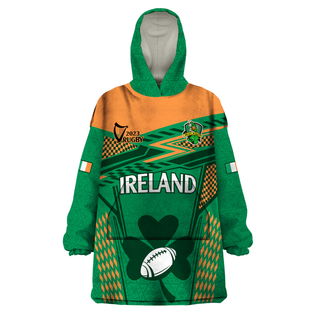 Ireland Rugby Wearable Blanket Hoodie 2023 World Cup Shamrock Sporty Style - Wonder Print Shop