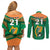 Custom Ireland Rugby Couples Matching Off Shoulder Short Dress and Long Sleeve Button Shirts 2023 World Cup Shamrock Sporty Style LT9 - Wonder Print Shop