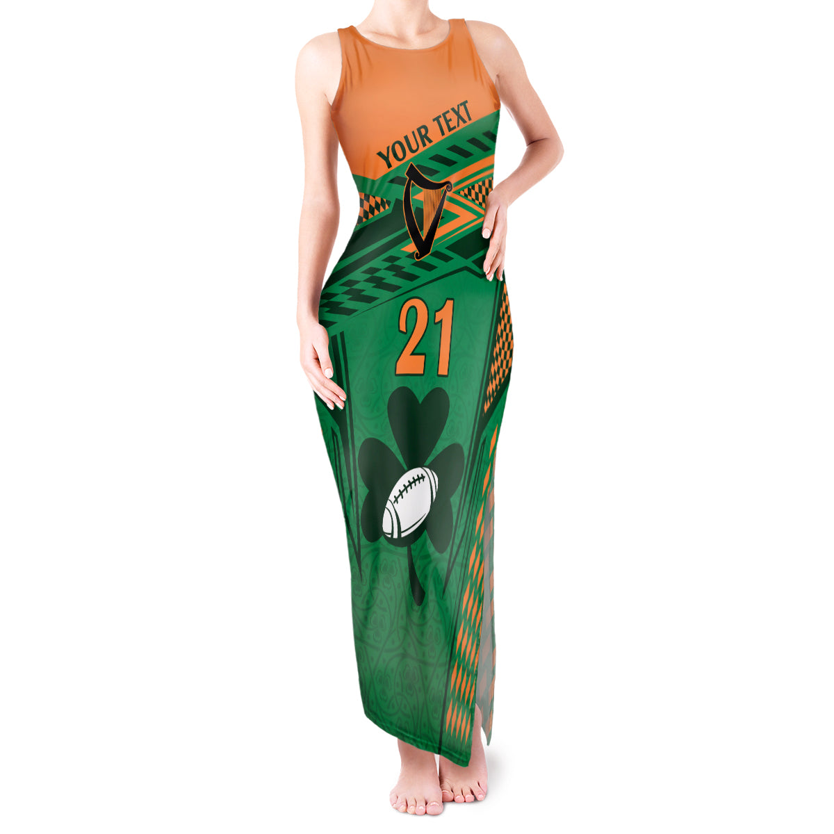 custom-ireland-rugby-tank-maxi-dress-2023-world-cup-shamrock-sporty-style