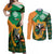 Ireland Rugby Couples Matching Off Shoulder Maxi Dress and Long Sleeve Button Shirts Go Irish Shamrock World Cup LT9 - Wonder Print Shop