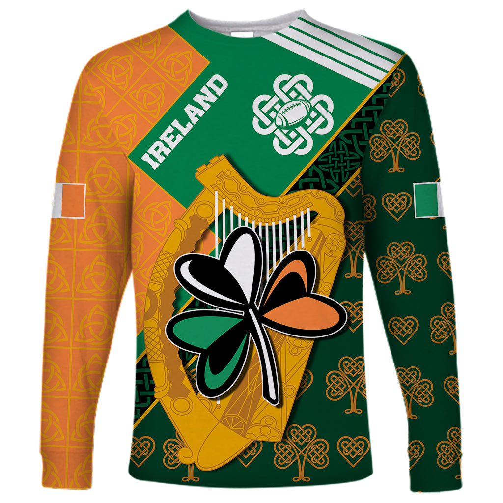 Custom Ireland Rugby Long Sleeve Shirt Go Irish Shamrock World Cup - Wonder Print Shop