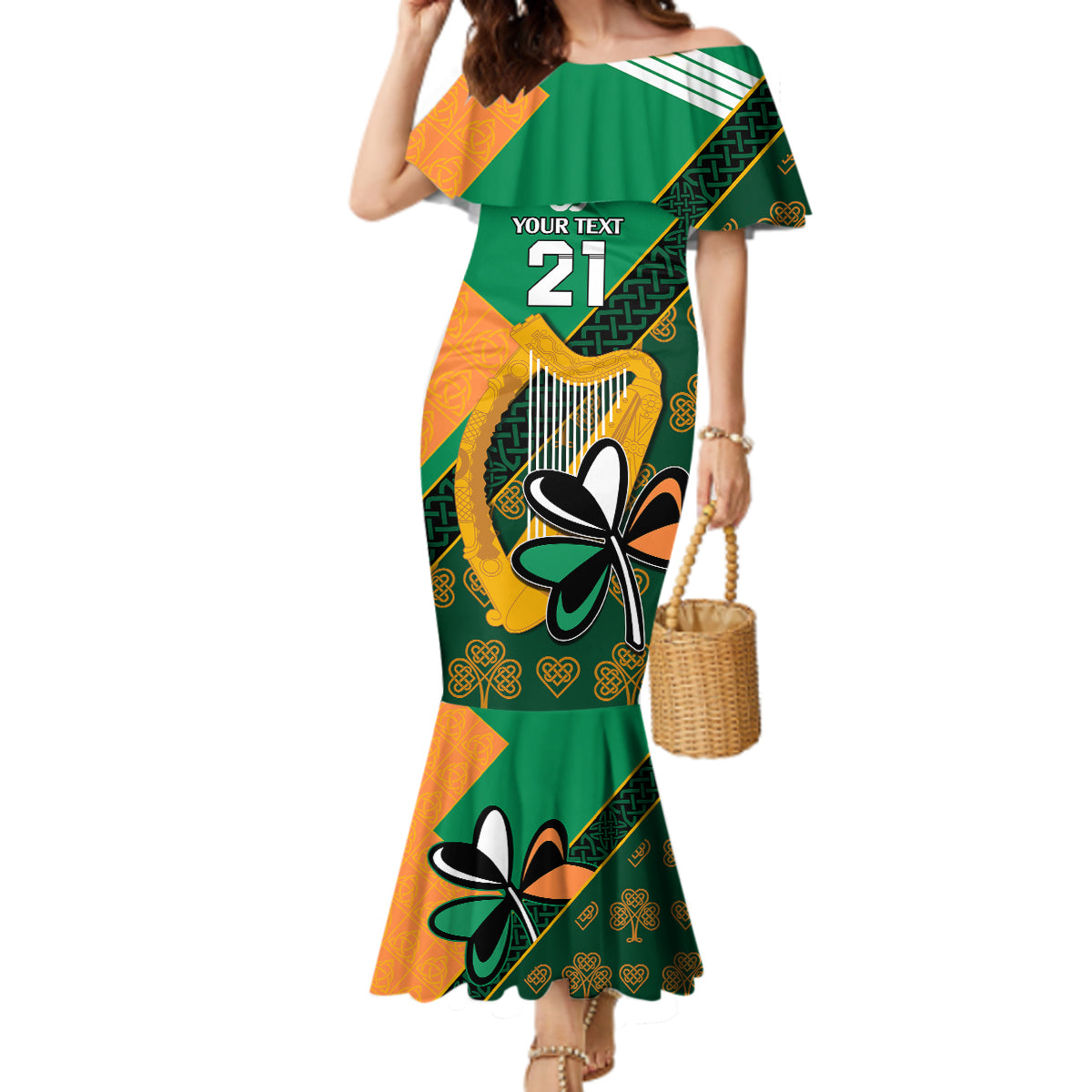 Custom Ireland Rugby Mermaid Dress Go Irish Shamrock World Cup - Wonder Print Shop