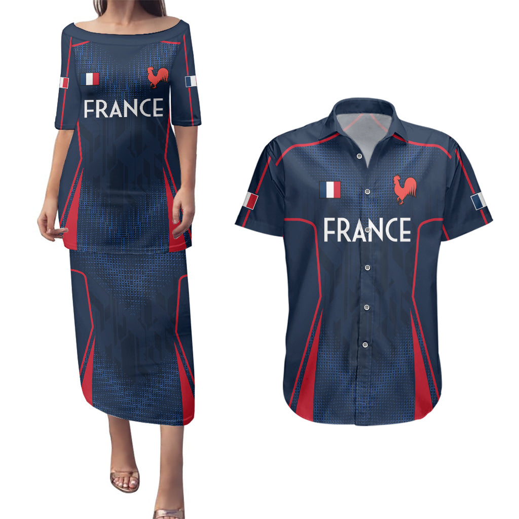 France Rugby Couples Matching Puletasi Dress and Hawaiian Shirt Allez Les Bleus Go World Cup 2023 LT9 - Wonder Print Shop