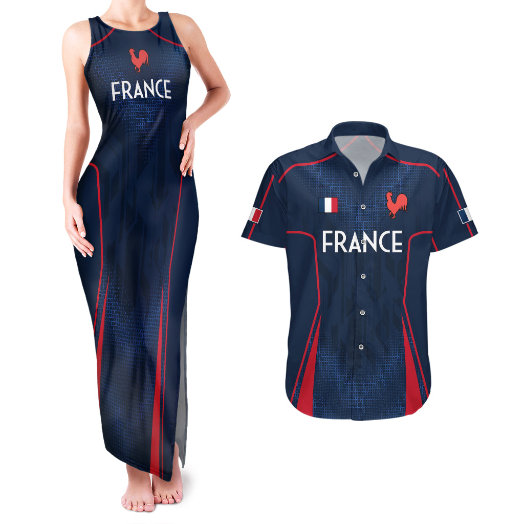 France Rugby Couples Matching Tank Maxi Dress and Hawaiian Shirt Allez Les Bleus Go World Cup 2023 LT9 - Wonder Print Shop