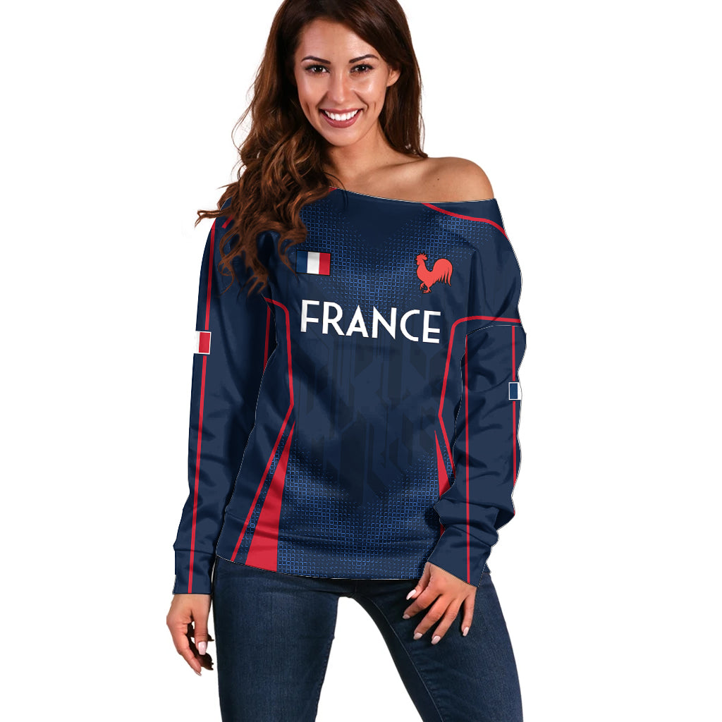 France Rugby Off Shoulder Sweater Allez Les Bleus Go World Cup 2023 - Wonder Print Shop