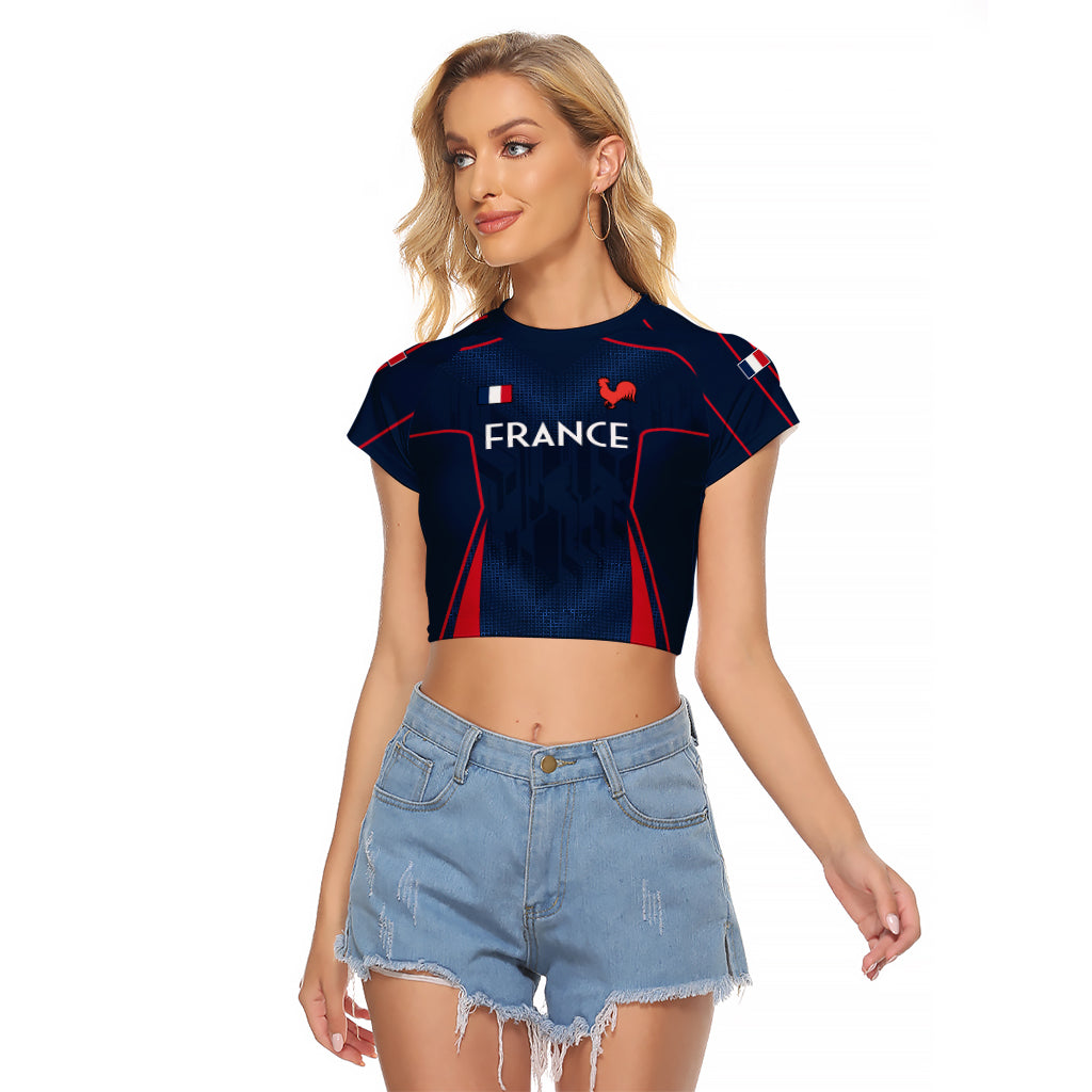 France Rugby Raglan Cropped T Shirt Allez Les Bleus Go World Cup 2023 - Wonder Print Shop