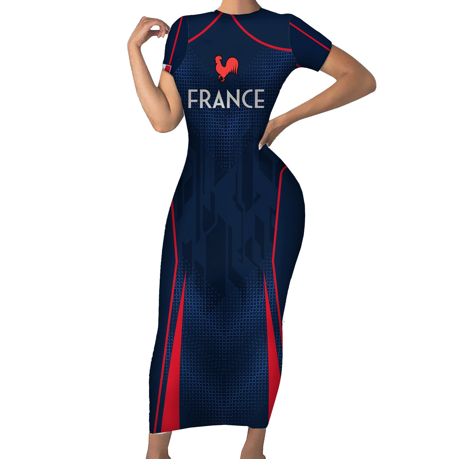 France Rugby Short Sleeve Bodycon Dress Allez Les Bleus Go World Cup 2023 - Wonder Print Shop