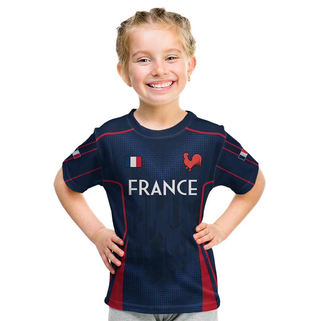 Custom France Rugby Kid T Shirt Allez Les Bleus Go World Cup 2023 - Wonder Print Shop