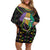 Mardi Gras Lips Queen Beads Off Shoulder Short Dress - Wonder Print Shop