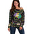 Mardi Gras Lips Queen Beads Off Shoulder Sweater