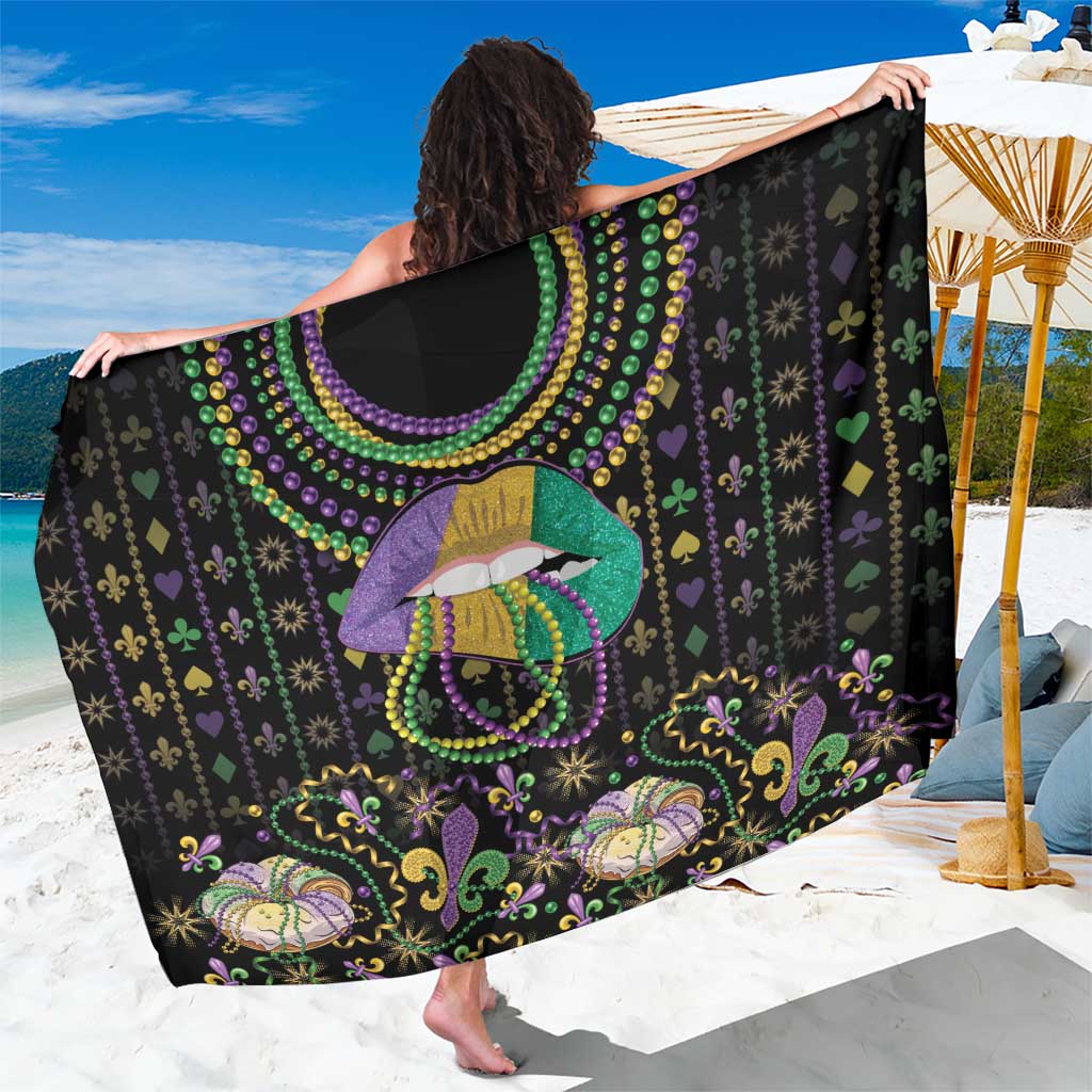 Mardi Gras Lips Queen Beads Sarong