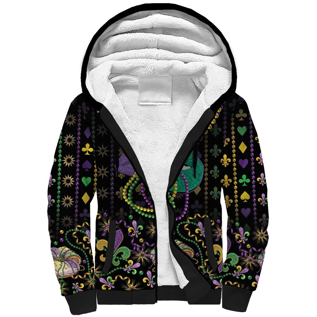 Mardi Gras Lips Queen Beads Sherpa Hoodie - Wonder Print Shop