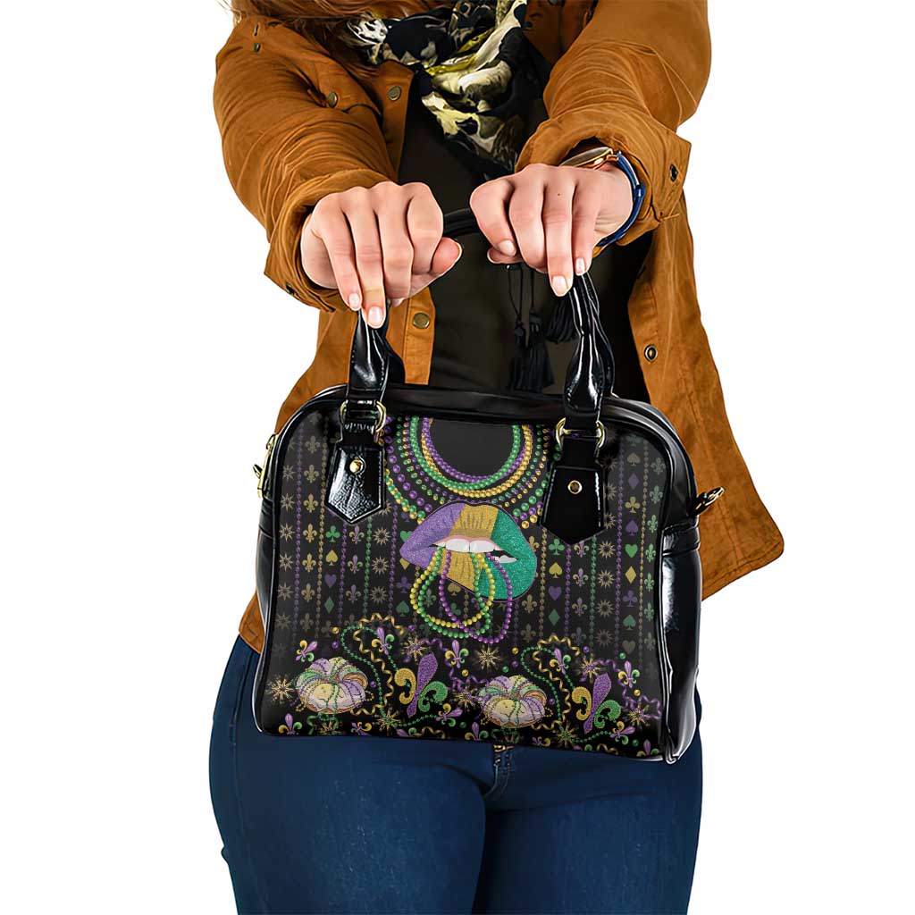 Mardi Gras Lips Queen Beads Shoulder Handbag - Wonder Print Shop