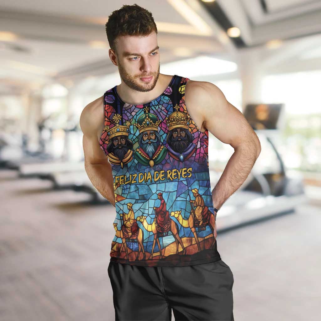 Epiphany Three Kings Day Men Tank Top Stained Glass Window Style