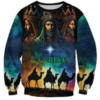 Three Kings Day sweatshirt, black with colorful nativity kings and crown graphic, crewneck