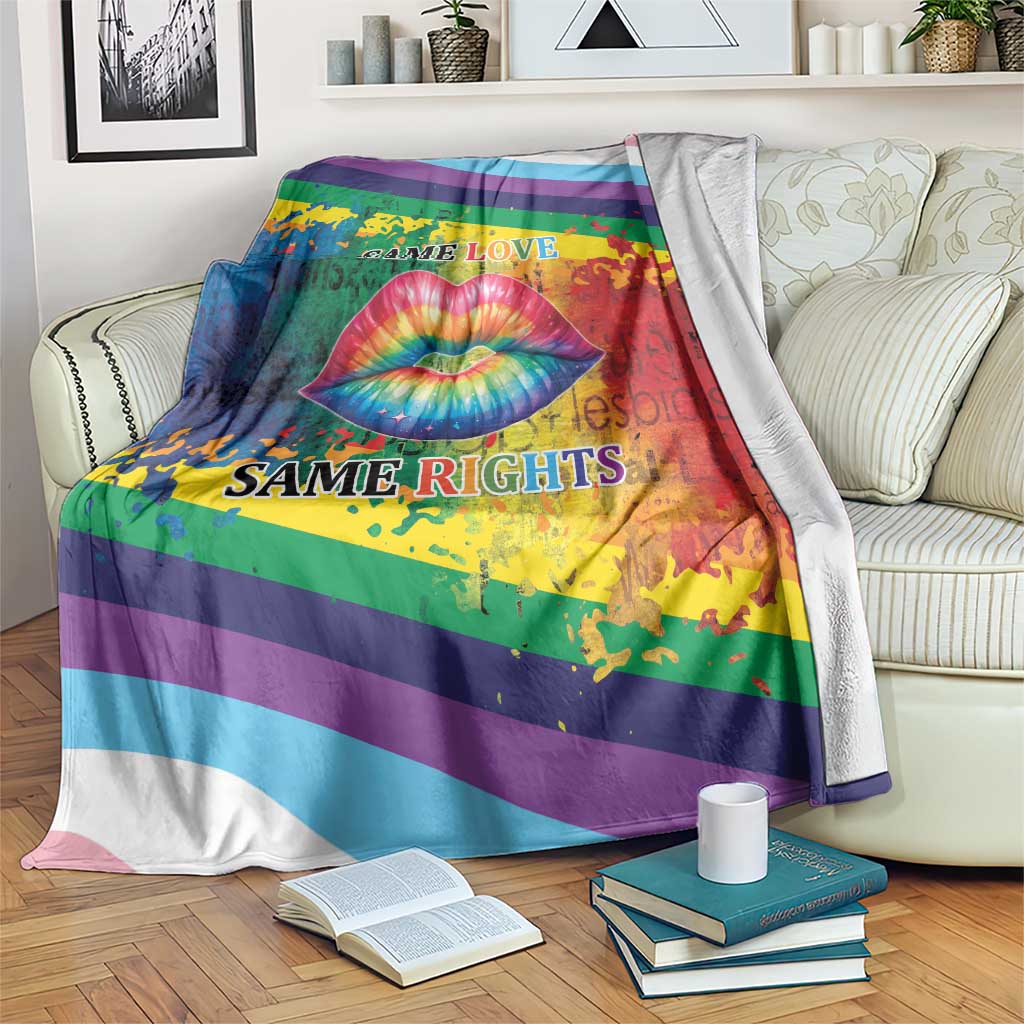 Beautiful Rainbow Lips Kiss Blanket LGBTQ Same Love Same Rights