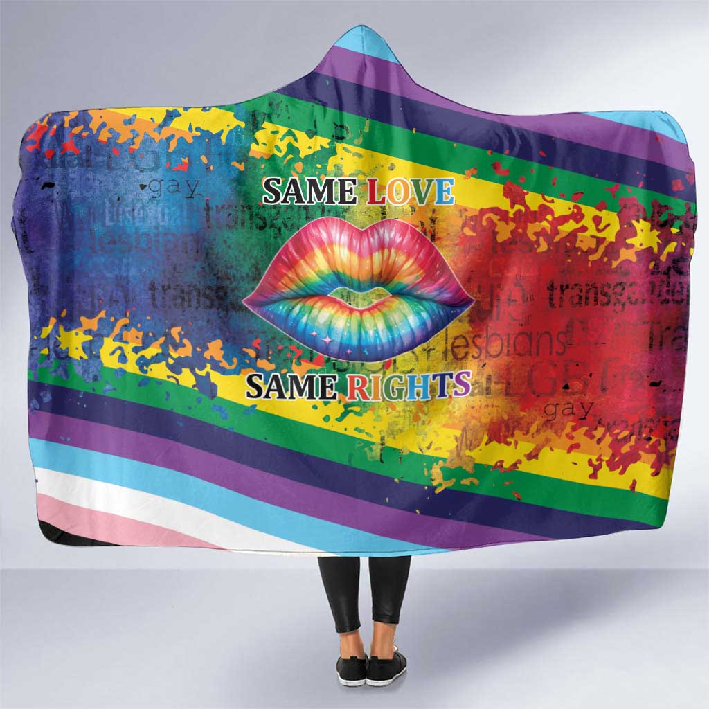 Beautiful Rainbow Lips Kiss Hooded Blanket LGBTQ Same Love Same Rights - Wonder Print Shop