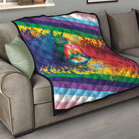 Rainbow diagonal quilt with rainbow lips image and “SAME LOVE” and “SAME RIGHTS”