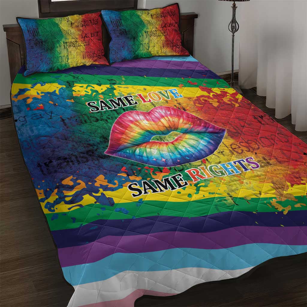 Beautiful Rainbow Lips Kiss Quilt Bed Set LGBTQ Same Love Same Rights - Wonder Print Shop