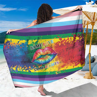 Rainbow lips kiss sarong with “Same Love” and “Same Rights” text
