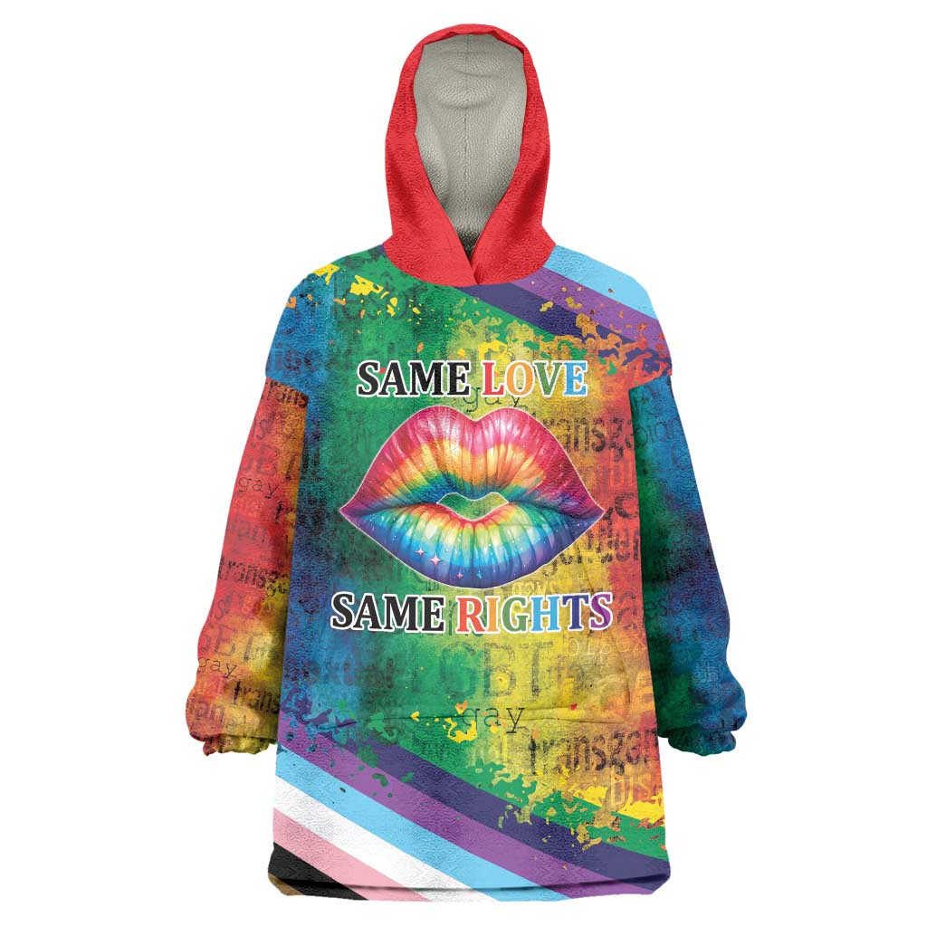 Beautiful Rainbow Lips Kiss Wearable Blanket Hoodie LGBTQ Same Love Same Rights