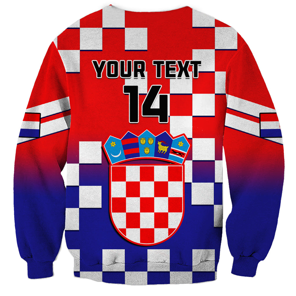 Croatia checkerboard gradient sweatshirt with YOUR TEXT 14 and crest graphic