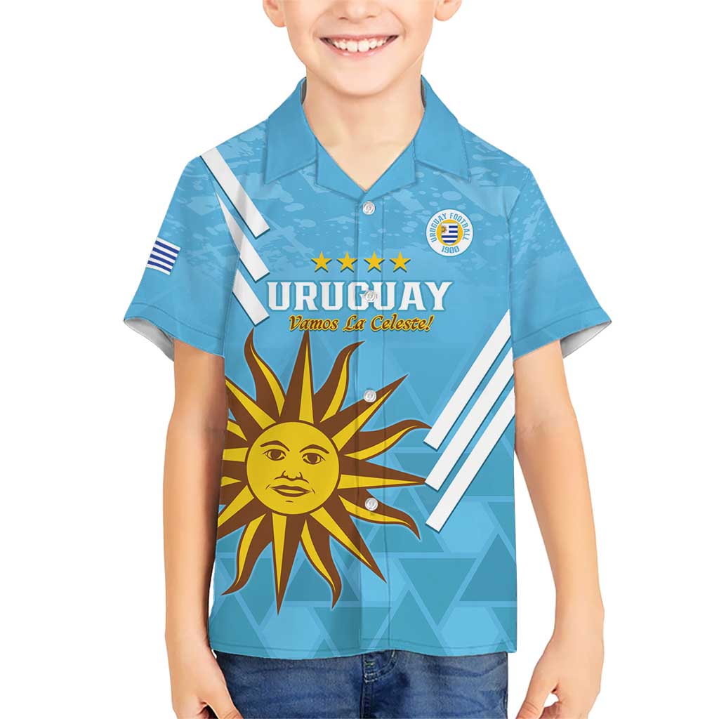 Custom Uruguay Football Kid Hawaiian Shirt 2024 Vamos La Celeste - Wonder Print Shop