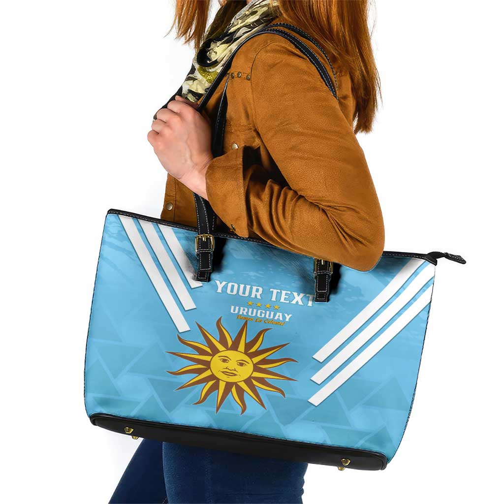 Custom Uruguay Football Leather Tote Bag 2024 Vamos La Celeste - Wonder Print Shop