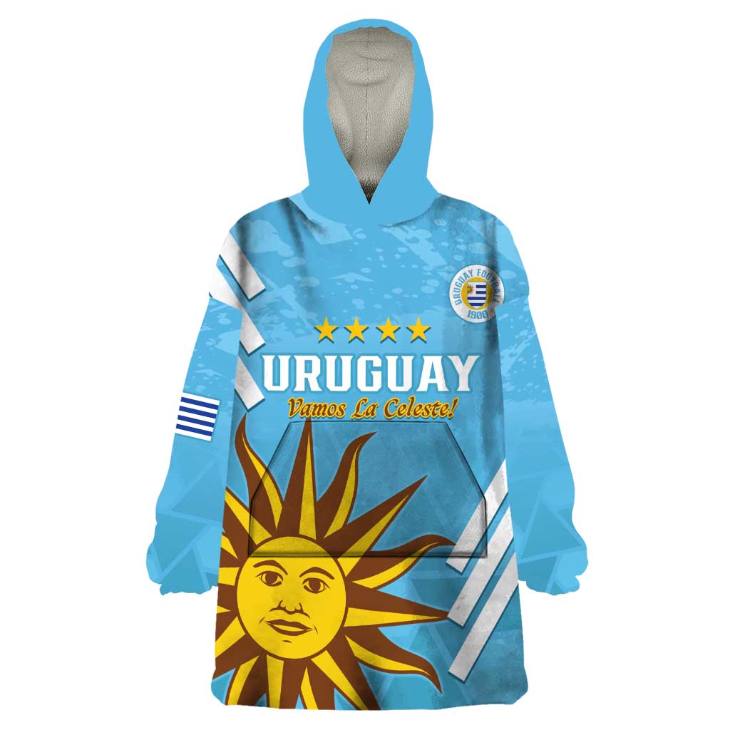 Custom Uruguay Football Wearable Blanket Hoodie 2024 Vamos La Celeste - Wonder Print Shop