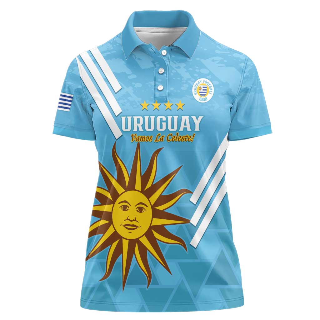 Custom Uruguay Football Women Polo Shirt 2024 Vamos La Celeste - Wonder Print Shop