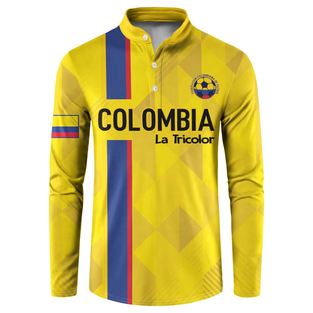 Custom Colombia Football Button Sweatshirt 2024 Vamos La Tricolor - Yellow - Wonder Print Shop