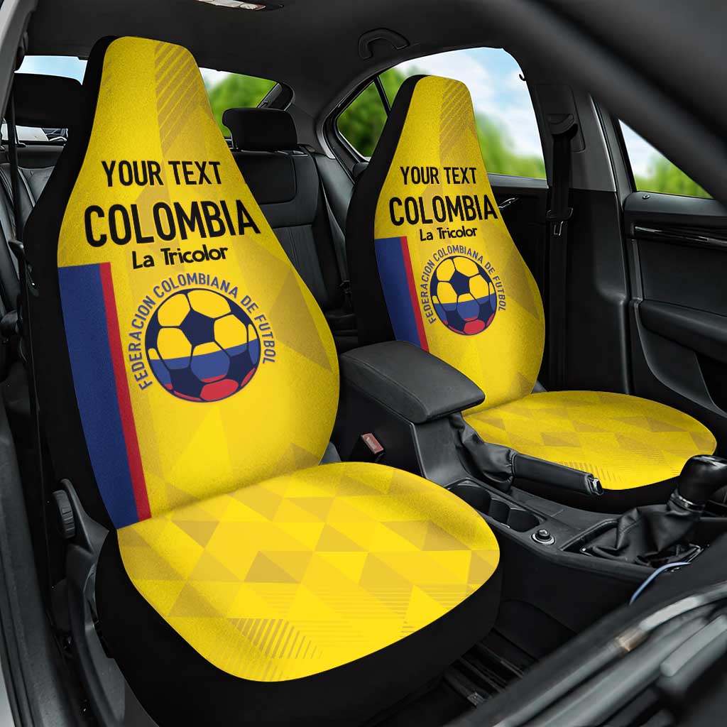 Custom Colombia Football Car Seat Cover 2024 Vamos La Tricolor - Yellow - Wonder Print Shop