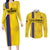 Custom Colombia Football Couples Matching Long Sleeve Bodycon Dress and Long Sleeve Button Shirt 2024 Vamos La Tricolor - Yellow - Wonder Print Shop