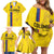 Custom Colombia Football Family Matching Off Shoulder Short Dress and Hawaiian Shirt 2024 Vamos La Tricolor - Yellow - Wonder Print Shop