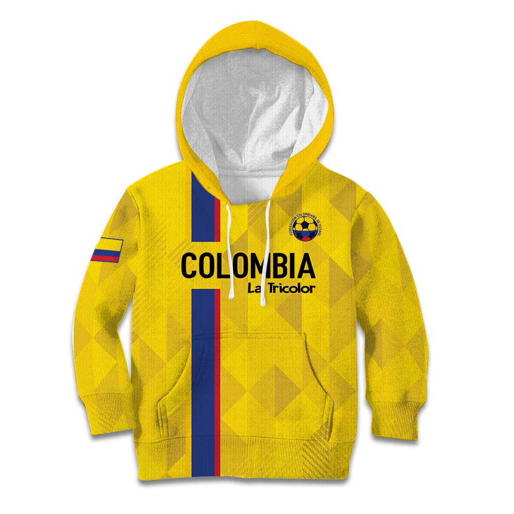 Custom Colombia Football Kid Hoodie 2024 Vamos La Tricolor - Yellow - Wonder Print Shop