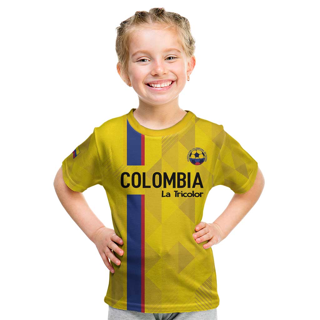 Custom Colombia Football Kid T Shirt 2024 Vamos La Tricolor - Yellow