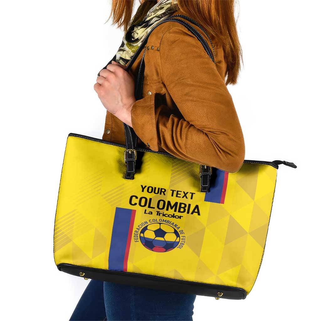 Custom Colombia Football Leather Tote Bag 2024 Vamos La Tricolor - Yellow - Wonder Print Shop