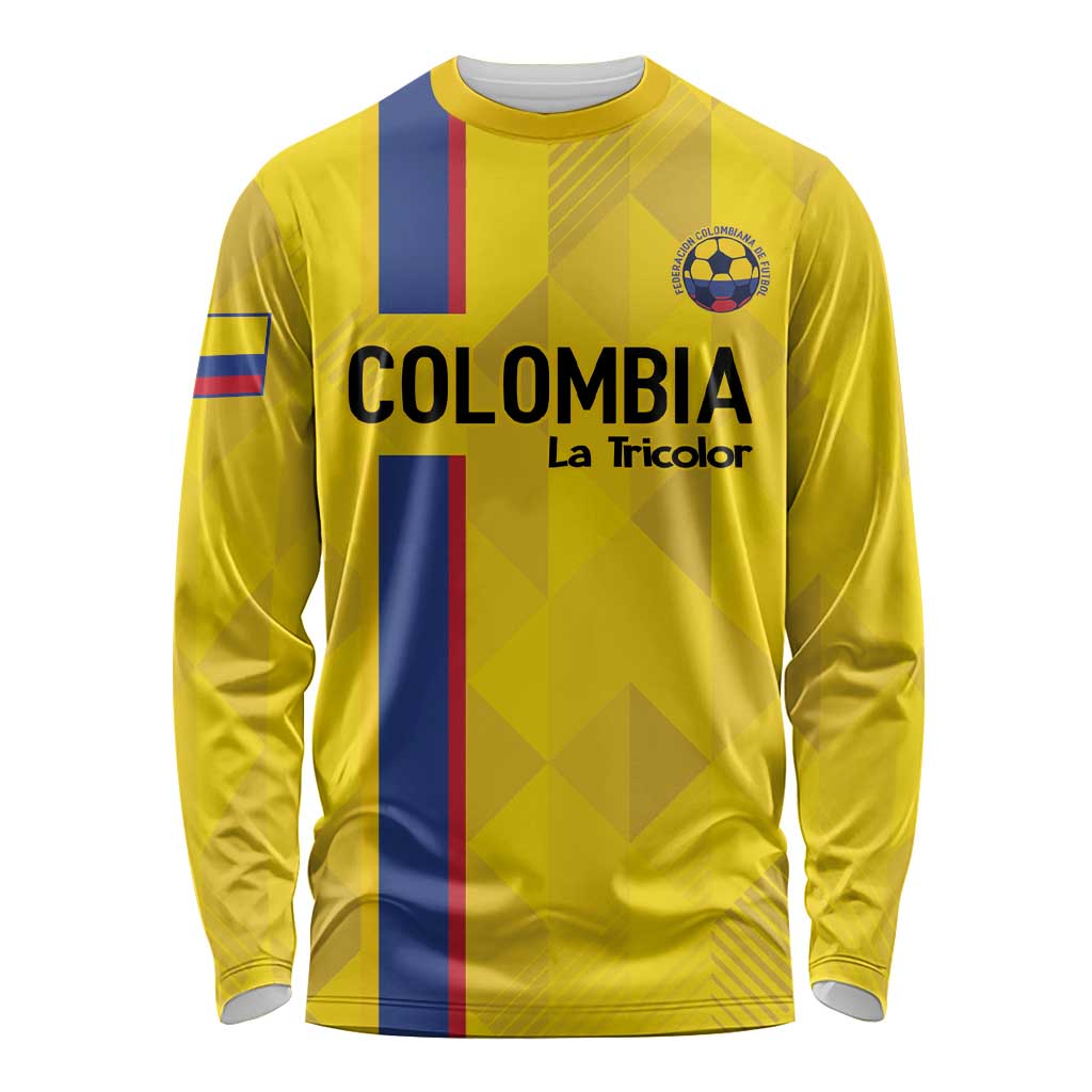 Custom Colombia Football Long Sleeve Shirt 2024 Vamos La Tricolor - Yellow - Wonder Print Shop