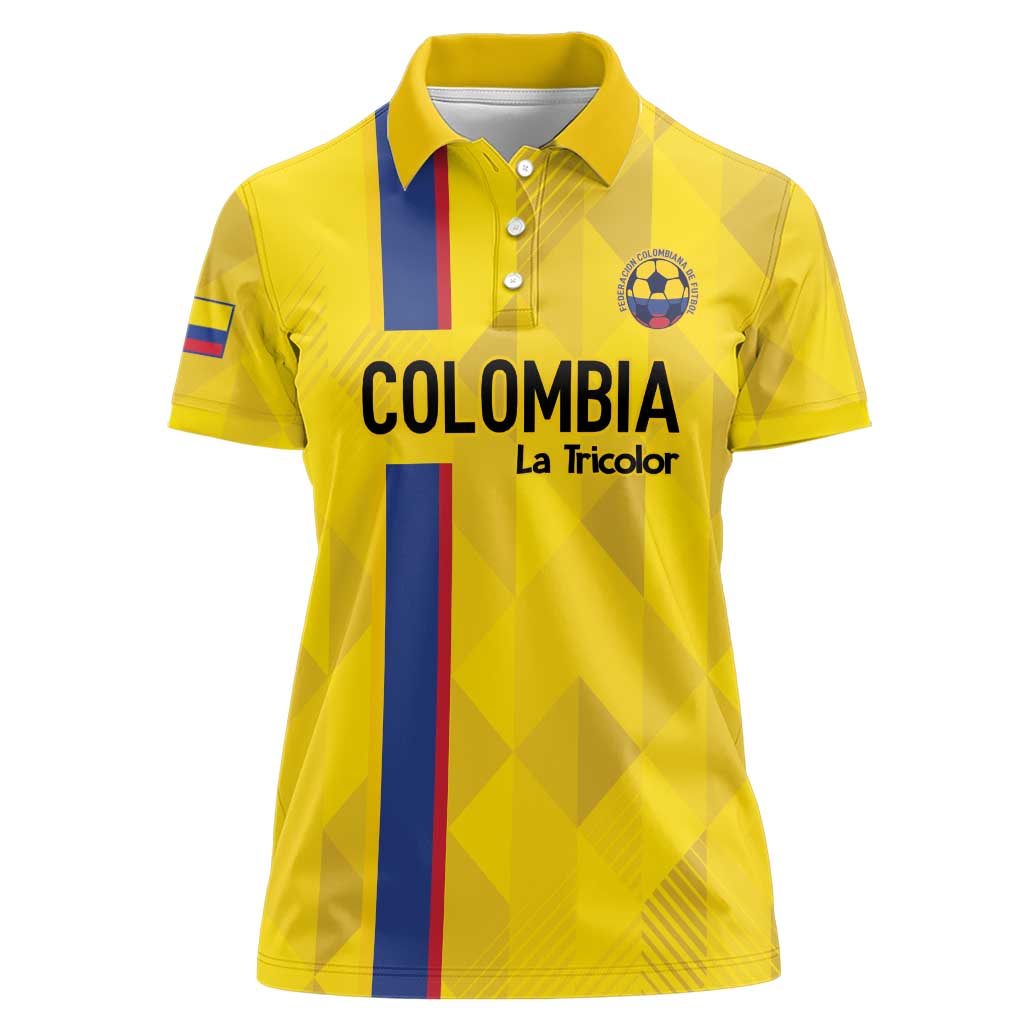 Custom Colombia Football Women Polo Shirt 2024 Vamos La Tricolor - Yellow - Wonder Print Shop