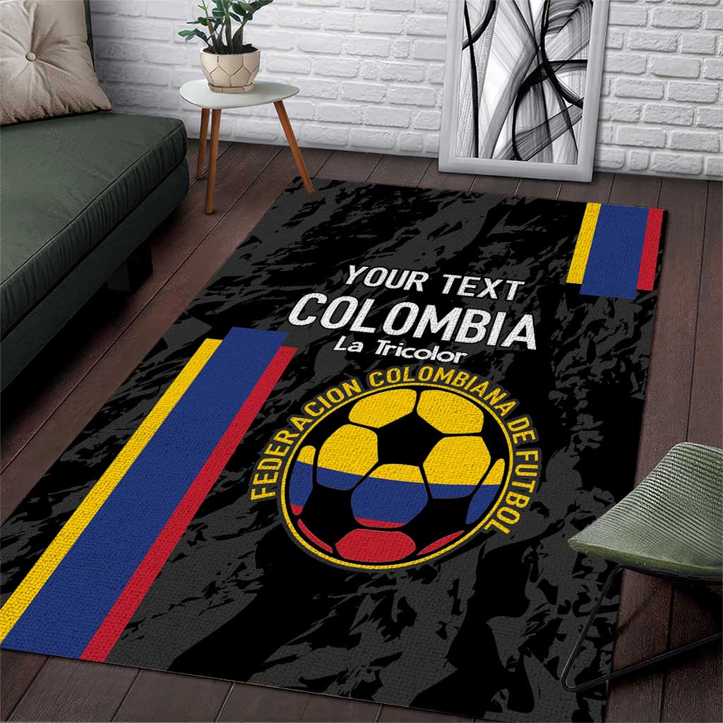 Custom Colombia Football Area Rug 2024 Vamos La Tricolor - Black - Wonder Print Shop