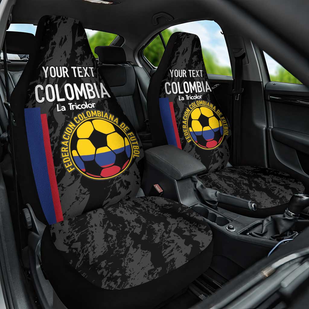 Custom Colombia Football Car Seat Cover 2024 Vamos La Tricolor - Black - Wonder Print Shop