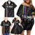 Custom Colombia Football Family Matching Off Shoulder Short Dress and Hawaiian Shirt 2024 Vamos La Tricolor - Black - Wonder Print Shop