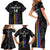 Custom Colombia Football Family Matching Short Sleeve Bodycon Dress and Hawaiian Shirt 2024 Vamos La Tricolor - Black - Wonder Print Shop