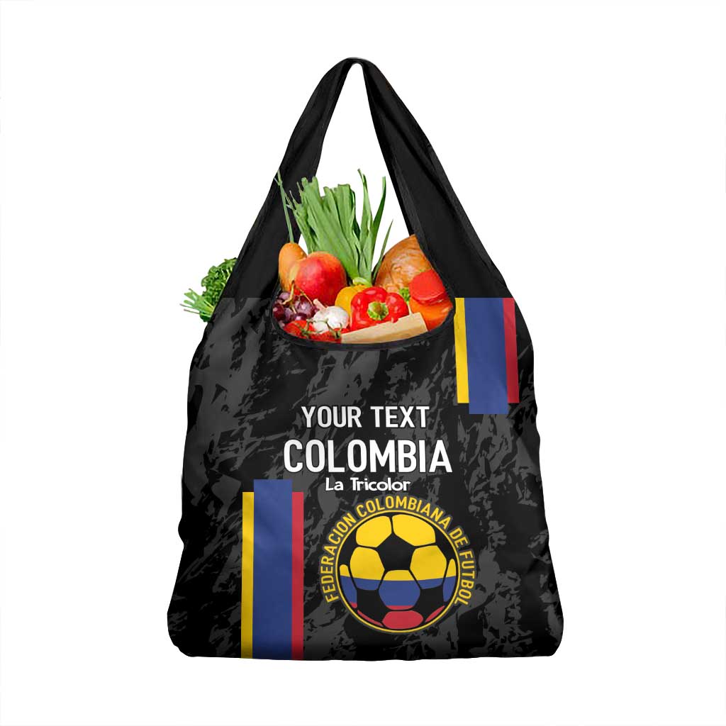 Custom Colombia Football Grocery Bag Vamos La Tricolor - Black