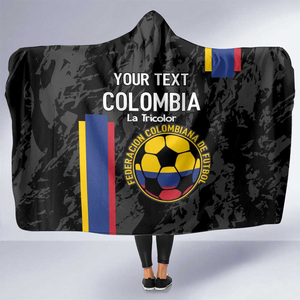 Custom Colombia Football Hooded Blanket 2024 Vamos La Tricolor - Black