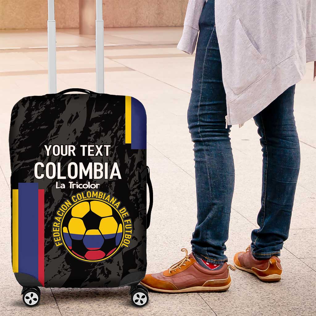 Custom Colombia Football Luggage Cover 2024 Vamos La Tricolor - Black - Wonder Print Shop