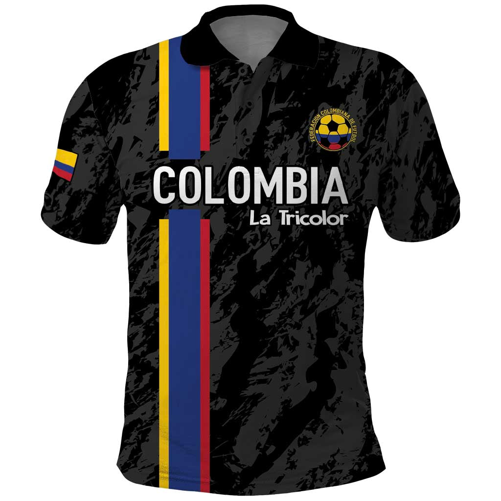 Custom Colombia Football Polo Shirt 2024 Vamos La Tricolor - Black - Wonder Print Shop