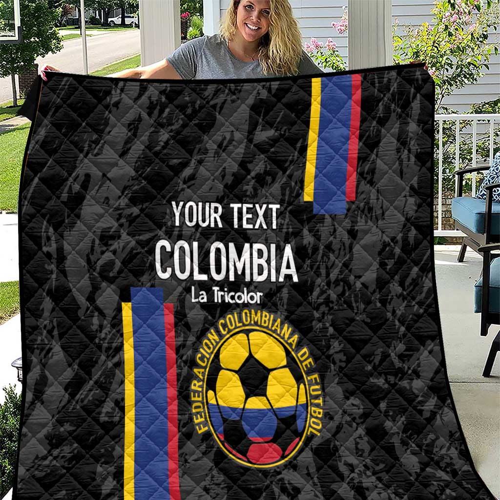 Custom Colombia Football Quilt 2024 Vamos La Tricolor - Black